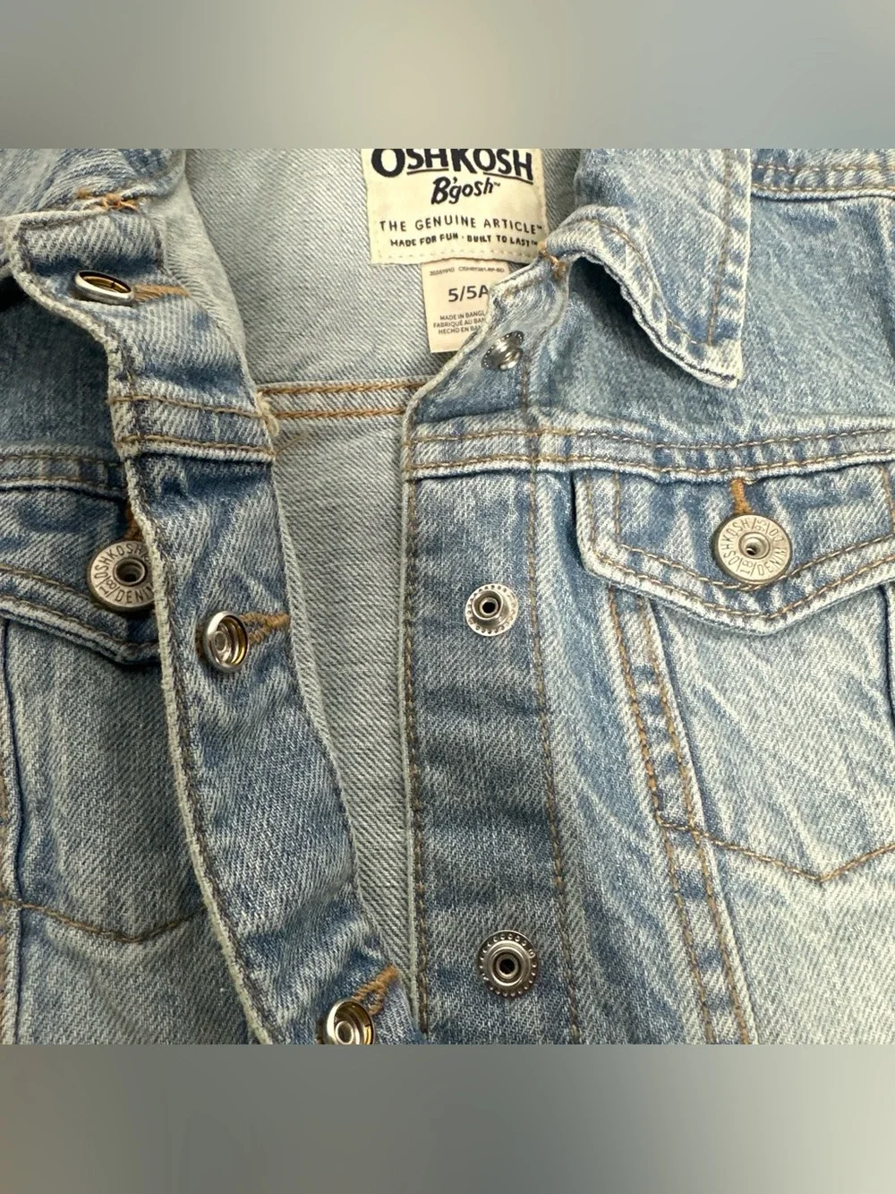 OshKosh B’gosh Girls Denim Jean Jacket Size 5/5A